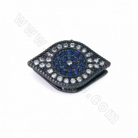 Brass Micro Pave Cubic Zirconia Eyes Slide Charms Openable Size 19x14mm Hole 10x2mm 6pcs/Pack