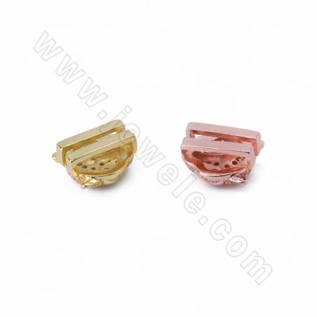 Brass Micro Pave Cubic Zirconia Leopard Slide Charms Size 12x12mm Hole 10x2mm 10pcs/Pack
