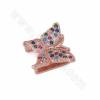 Brass Micro Pave Cubic Zirconia Butterfly Slide Charms Size 14x15mm Hole 10x2mm 6pcs/Pack