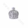 Brass Micro Pave Cubic Zirconia Crown Slide Charms Size 14x13mm Hole 10x2mm 10pcs/Pack