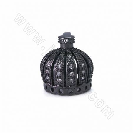 Breloques en laiton avec micro-perles en zirconium cubique, couronne, taille 14x13mm, trou 10x2mm, 10pcs/pack