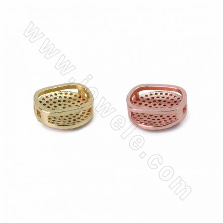 Brass Micro Pave Cubic Zirconia Round Slide Charms Size 14mm Hole 10x2mm 4pcs/Pack