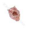 Brass Micro Pave Cubic Zirconia Owl Slide Charms Openable Size 20x14mm Hole 10x2mm 8pcs/Pack