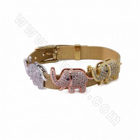 Accessoires pour Bracelets en laiton couleur dorée or rose noire ou platine  Taille 14x26mm trou 10x1.5mm 10pcs/paquet