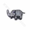 Brass Micro Pave Cubic Zirconia Elephant Slide Charms Openable Size 14x26mm Hole 10x1.5mm 4pcs/Pack