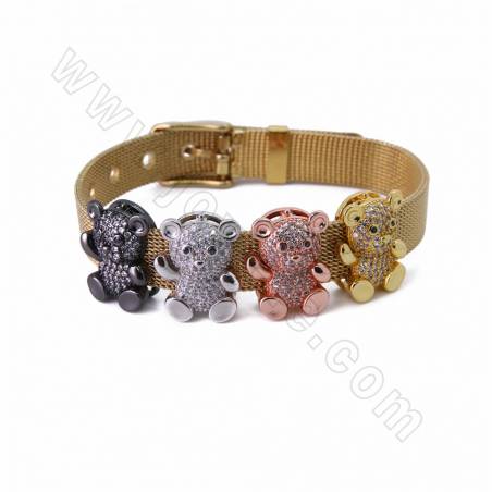 Accessoires pour Bracelets en laiton couleur dorée or rose noire ou platine Taille 16x13mm trou 11x1.5mm 14pcs/paquet