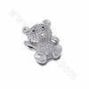 Латунный микро паве кубического циркония слайд брелок, милый медведь, открываемый, размер 16x13 мм, отверстие 11x1.5 мм, 6 шт/уп