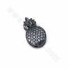 Brass Micro Pave Cubic Zirconia Pineapple Slide Charms Openable Size 18x10mm Hole 10x1.5mm 8pcs/Pack