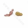 Brass Micro Pave Cubic Zirconia Pineapple Slide Charms Openable Size 18x10mm Hole 10x1.5mm 8pcs/Pack
