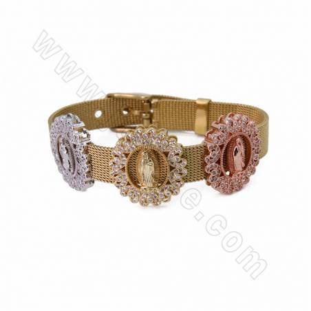 Accessoires pour Bracelets en laiton couleur dorée or rose ou noire  Taille 21x20mm trou 9x2mm 14pcs/paquet