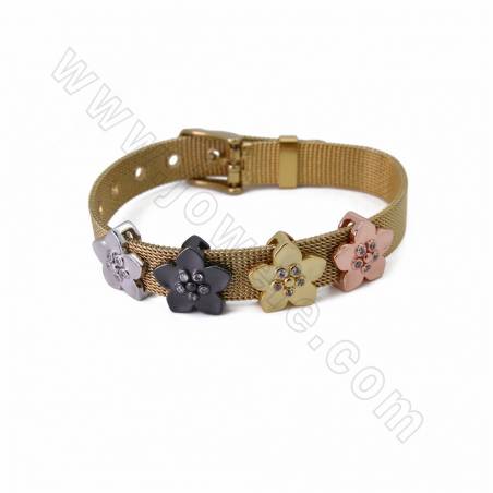Accessoires pour Bracelets en laiton couleur dorée or rose noire ou platine  Taille 14x14mm trou 10x2mm 40pcs/paquet