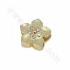 Brass Micro Pave Cubic Zirconia Flower Slide Charms Size 14x14mm Hole 10x2mm 10pcs/Pack