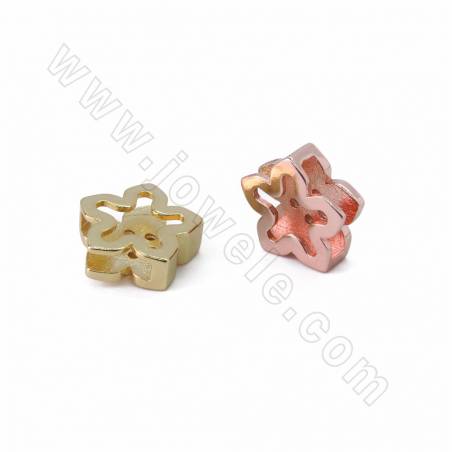 Breloques en laiton avec micro-perles en zirconium cubique, fleur, taille 14x14mm, trou 10x2mm, 10 pièces par paquet