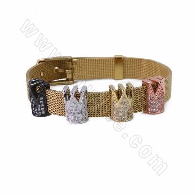 Accessoires pour Bracelets en laiton couleur dorée or rose noire ou platine Taille13x9mm trou 10x2mm 30pcs/paquet