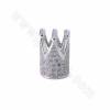 Brass Micro Pave Cubic Zirconia Crown Slide Charms Size 13x9mm Hole 10x2mm 10pcs/Pack