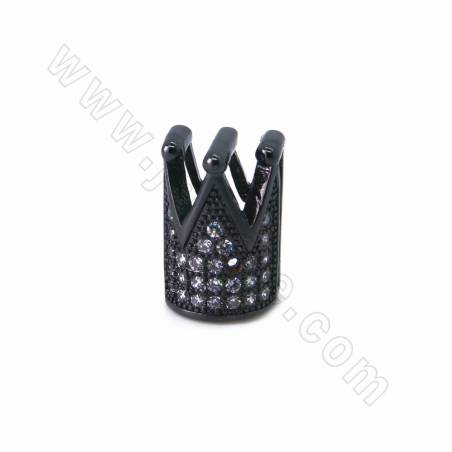 Breloques en laiton avec micro-perles en zirconium cubique, couronne, taille 13x9mm, trou 10x2mm, 10pcs/pack