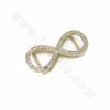 Brass Micro Pave Cubic Zirconia “8” Infinite Slide Charms Size 28x12mm Hole 10x2mm 8pcs/Pack