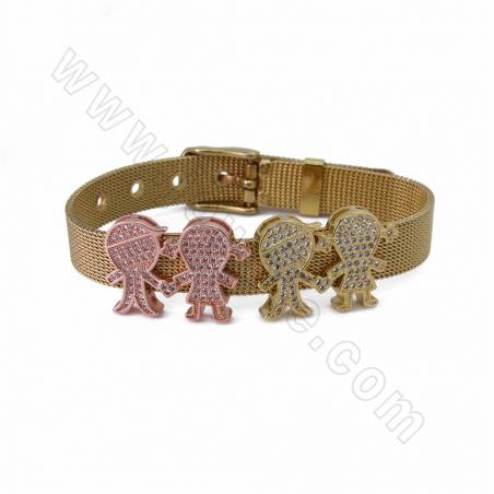 Accessoires pour Bracelets en laiton couleur dorée or rose noire ou platine  Taille 17x25mm trou 10x2mm 14pcs/paquet