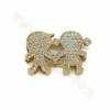 Brass Micro Pave Cubic Zirconia Kids Slide Charms Size 17x25mm Hole 10x2mm 4pcs/Pack