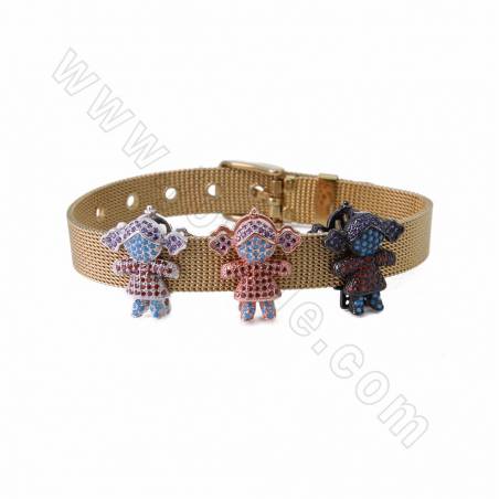 Accessoires pour Bracelets en laiton couleur dorée or rose noire ou platine Taille 20x16mm trou 10x2mm  10pcs/paquet
