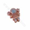 Brass Little Girl Slide Charms Micro Pave Cubic Zirconia  Size 20x16mm Hole 10x2mm 4pcs/Pack