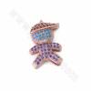 Brass Micro Pave Cubic Zirconia Little Boy Slide Charms Size 18x12mm Hole 10x1.5mm 4pcs/Pack