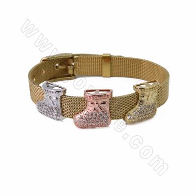 Accessoires pour Bracelets en laiton couleur dorée or rose noire ou platine Taille 16x15mm trou 10x2mm 22pcs/paquet