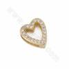 Brass Micro Pave Cubic Zirconia Heart Slide Charms Size 14x13mm Hole 10x2mm 10pcs/Pack