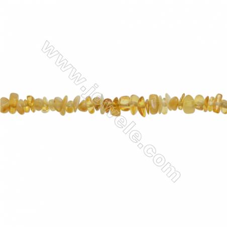 Jade jaune en forme de chips sur fil  Taille 4~8x5~12mm trou 0.8mm x1fil Environ 15~16"