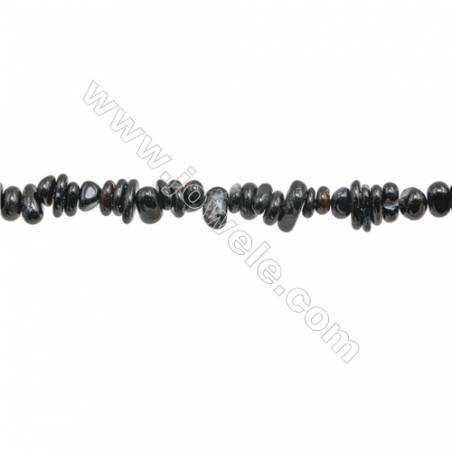 Natural Black Agate Chips  About 5~8 x6~12mm  hole 0.8mm 15~16" x 1strand