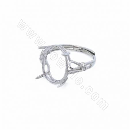 Кольцо для пальца с платиновым покрытием из серебра 925 пробы, внутренний диаметр 18 мм, лоток для кабошонов 12x16 мм, 1 шт/упак