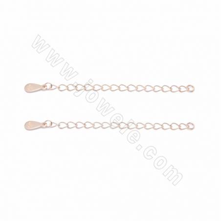 Endverlängerungsketten aus 925er Sterlingsilber mit flachen Wassertropfen-Spitzen Länge 30 bis 60 mm Breite 2 bis 3 mm×10pcs