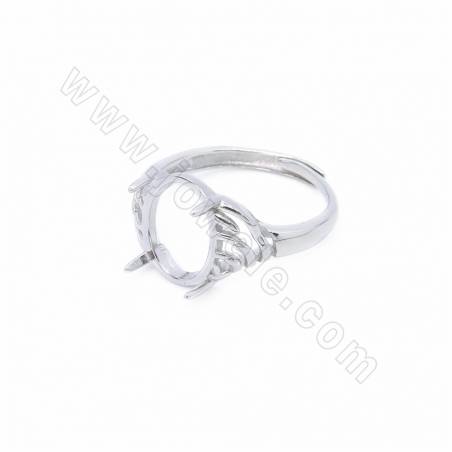 Кольцо для пальца с платиновым покрытием из серебра 925 пробы, внутренний диаметр 18,5 мм, лоток для кабошонов 10x12 мм, 1 шт/уп