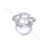 Кольцо для пальца с платиновым покрытием из серебра 925 пробы, цветок, внутренний диаметр 19 мм, лоток для кабошонов 24x24 мм, 1