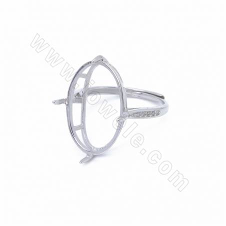 Кольцо для пальца с платиновым покрытием из серебра 925 пробы, внутренний диаметр 18,5 мм, лоток для кабошонов 15x20 мм, 1 шт/уп