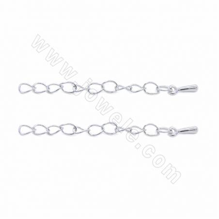 925 Sterling Silver End Extender Chains Length 30mm Width 3mm Thickness 0.3mm Platinum Plated 10pcs/Pack