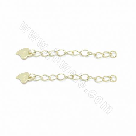 925 Sterling Silver End Extender Chains With Heart Tips Length 30mm Width 3mm Thickness 3mm Hole 1.5mm 10pcs/Pack