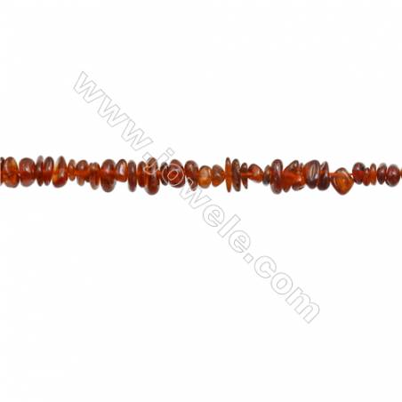 Agate rouge en forme de chips sur fil  Taille 4~8x5~12mm trou 0.8mm x1fil Environ 15~16"