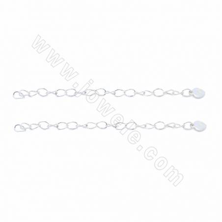 925 Sterling Silver End Extender Chains With Heart Tips Length 50mm Width 2.5mm Hole 1.8mm 10pcs/Pack