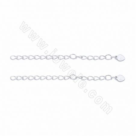 925 Sterling Silver Platinum Plated End Extender Chains Length 50mm Width 2.5mm Hole 1.8mm 10pcs/Pack
