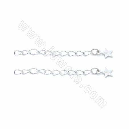 925 Sterling Silver End Extender Chains  With Star Tips Length 30mm Width 2mm Thickness 0.4mm Hole 1.8mm 20pcs/Pack