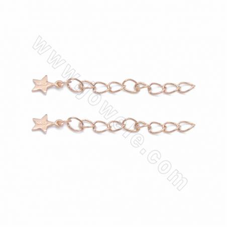цепочки-удлинители из стерлингового серебра 925 пробы, со звездочками, длина 30 мм, ширина 2,5 мм, толщина 0,4 мм, отверстие око