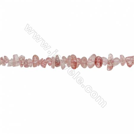 草莓晶串珠 尺寸約  5~7毫米 x 6~12毫米 孔徑 約 0.8毫米 x1條 15~16"