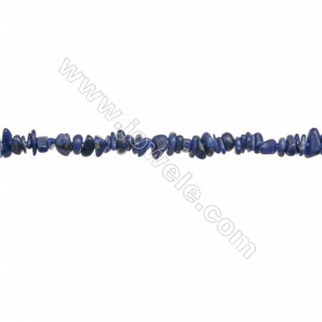 Lapis-lazuli en forme de chips sur fil  Taille 5~7x6~12mm trou 0.8mm x1fil Environ 15~16"