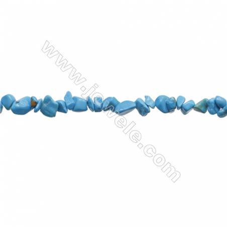 Turquoise bleue renconstituée en forme de chips sur fil  Taille 4~8x5~14mm trou 0.8mm x1fil Environ 31~32"