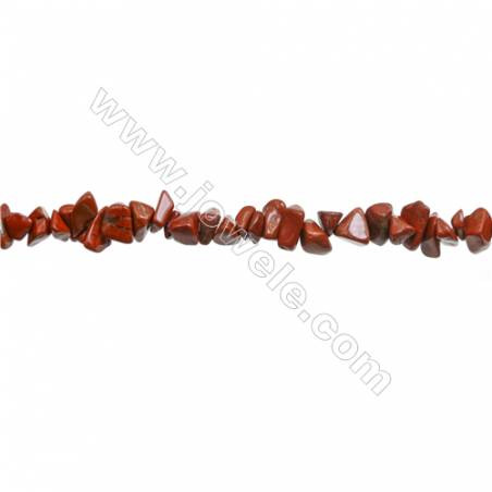 Jaspe rouge en forme de chips sur fil  Taille 4~7x5~14mm trou 0.8mm x1fil Environ 31~32"