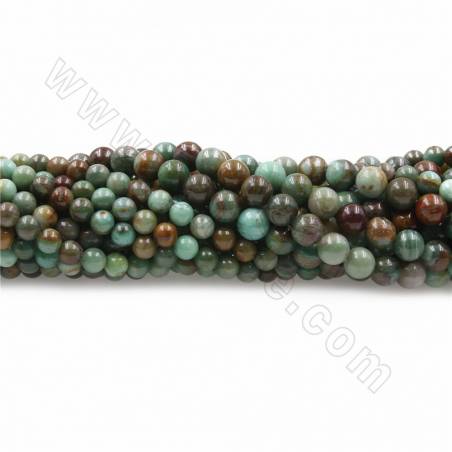 Rouleau de perles lisses en jade sang de dragon naturel, Diamètre 6mm, Trou 1mm, 63 perles/rang 15~16"
