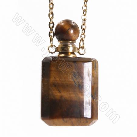 Collier de bouteille de parfum en pierre naturelle Longueur 26cm Rectangle Taille 20 ~ 22x36 ~ 38mm Epaisseur 12mm Capacité 1ml