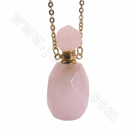 Natural Gemstone Perfume Bottle Necklace  Length 26cm Pineapple Shape Size 16 ~ 18x36 ~ 38mm Capacity About 1ml 1piece / Pack