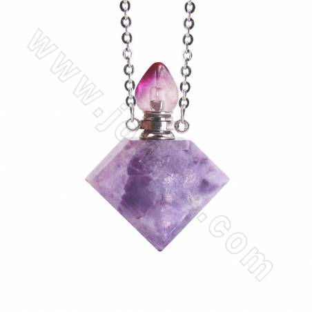 Натуральный драгоценный камень парфюмерная бутылка ожерелье длина 26 см ромб размер 34x28 мм толщина 11 мм емкость около 1 мл 1